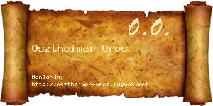 Osztheimer Oros névjegykártya